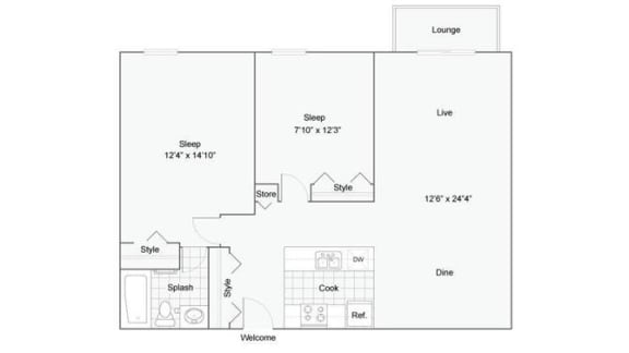 Burlington Floor Plan at Hampshire House, Pittsburgh, 15228