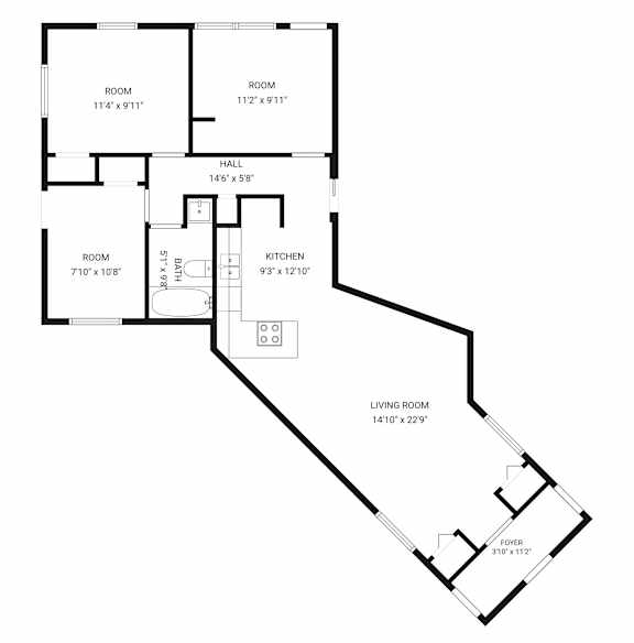 Floor Plan  A black and white image of a house floor plan.