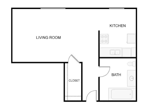 Studio floorplan at The Lafayette, Portland, OR, Oregon , 97205