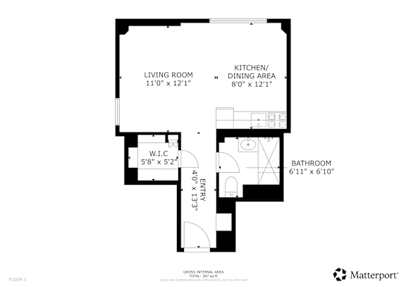Studio 1 bath at The Exeter Apartments, Seattle, WA, 98101