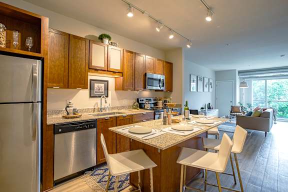 Kitchen Designed With Ample Storage Space at Track 29 Apartments, Minneapolis, 55408