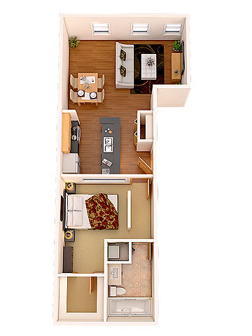 a floor plan of a house with a balcony at Boston Lofts, Milwaukee, 53203