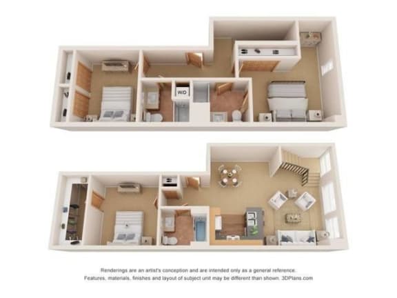 3 bedroom 3 bath floor plan at Boston Lofts, Milwaukee, WI