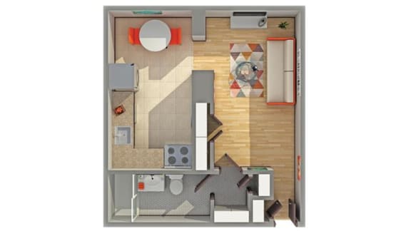 The Brady Floor Plan at Cambridge Manor Apartments, Milwaukee