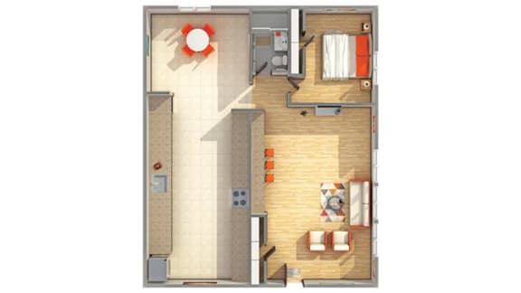 The Oakland Floor Plan at Cambridge Manor Apartments, Wisconsin, 53202