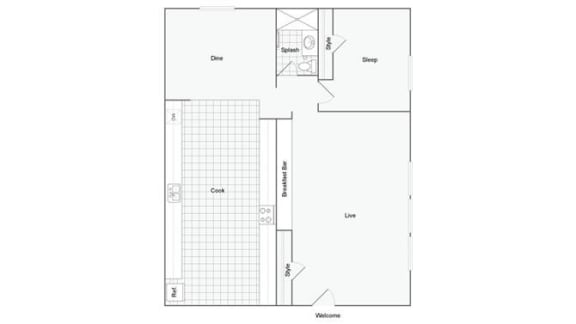 The Oakland A Floor Plan at Cambridge Manor Apartments, Wisconsin