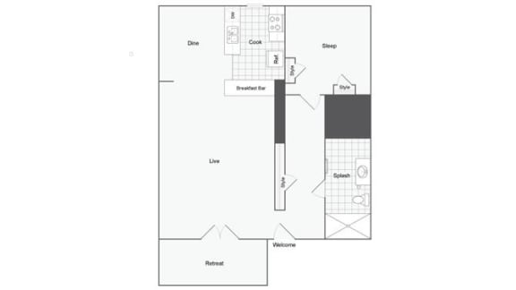 The Ogden A Floor Plan at Cambridge Manor Apartments, Milwaukee, 53202