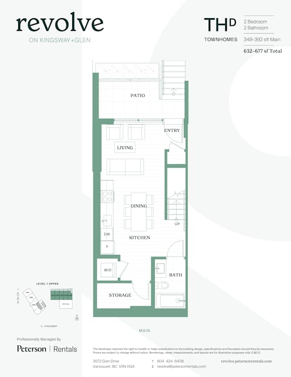 A floor plan for a two bedroom, two bathroom apartment.