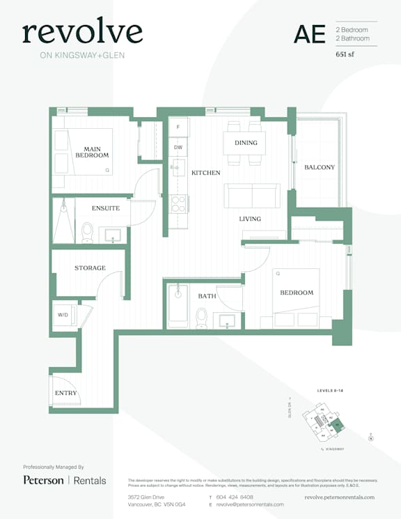 A floor plan for a property rental by Peterson Rentals.