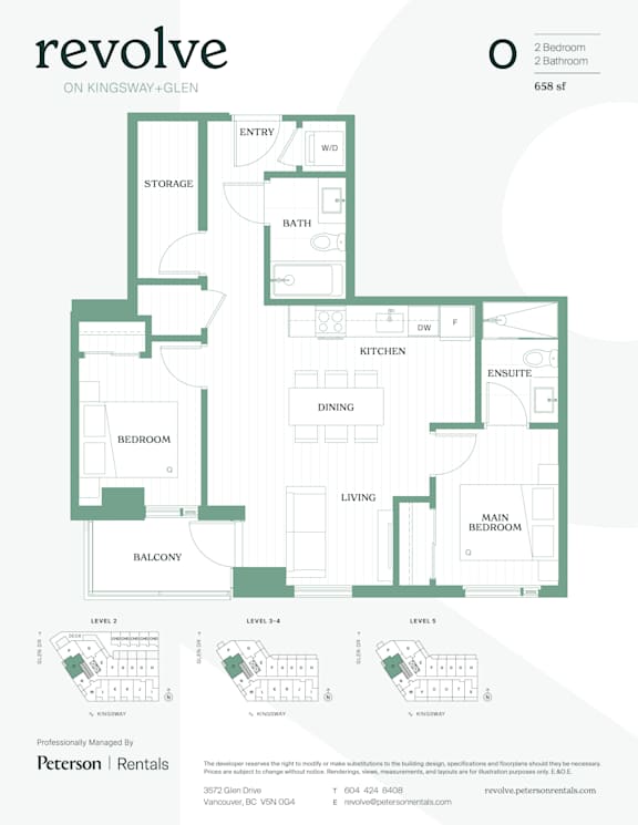 A floor plan for a property managed by Peterson Rentals.