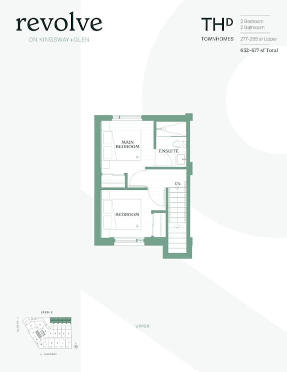 A floor plan for a two bedroom, two bathroom apartment.