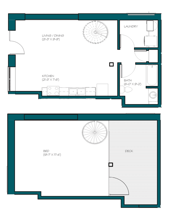 a floor plan of a small house with a bedroom and a living room
