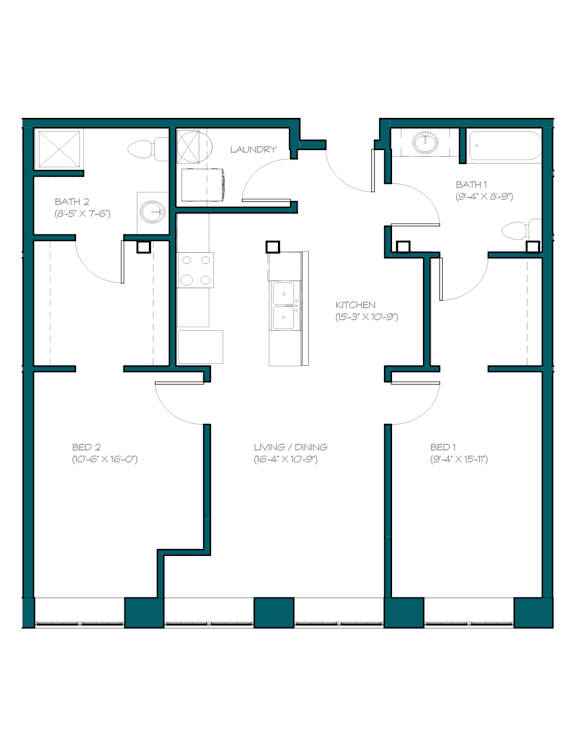 a floor plan of a home with an open floor plan with a bedroom and a