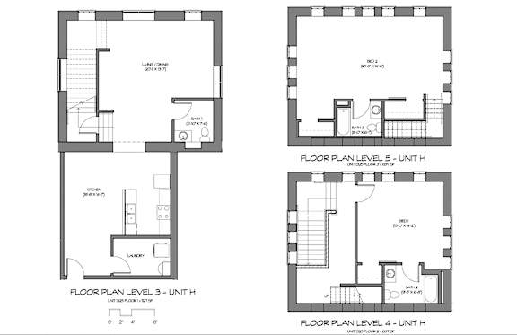 four plans of a floor plan of a house