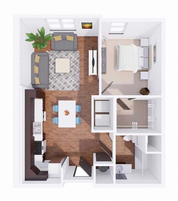 1 Bed 1 Bath Floor Plan at Union at Crescent, Indiana, 47404