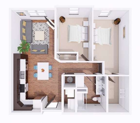 2 Bedroom 2 Bath Floor Plan at Union at Crescent, Bloomington, IN