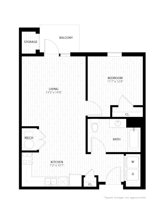 A black and white image of a floor plan for a home.
