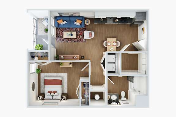 1 Bed Floorplan at Union at Tower District, Kansas, 66612