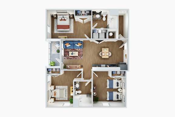 3 Bed Floorplan at Union at Tower District, Topeka, Kansas