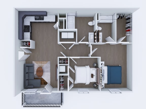 2 Bed 2 Bath Floor Plan at Union at North Crossing, Waterloo, Iowa