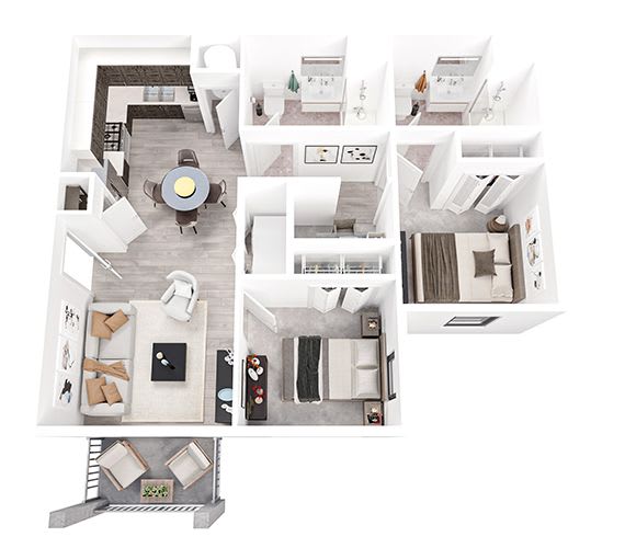 2 Bed 2 Bath with 888 Sq. Ft.  at The Union at The Loop in Lawrence, Kansas