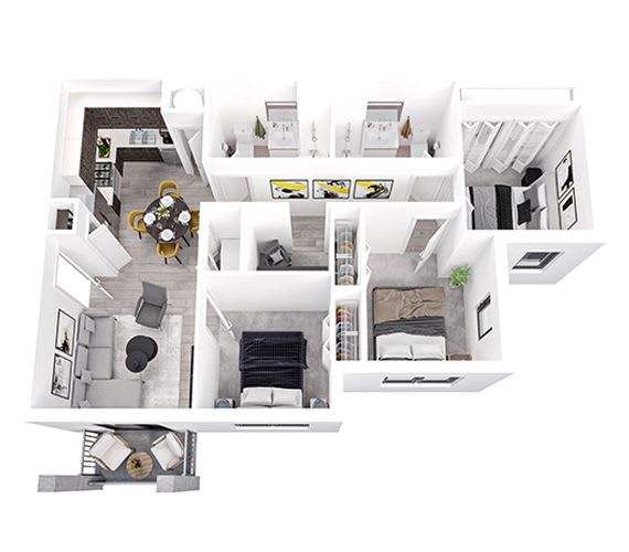 3 Bed 2 Bath with 1110 Sq. Ft.  at The Union at The Loop in Lawrence, Kansas