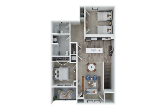 2 Bedroom 2 Bath 2nd Floor with 1129 Sq. Ft.  at Union at Oak Grove, Michigan, 48855