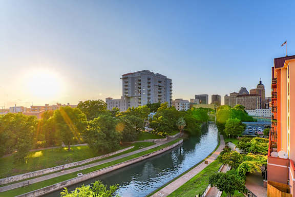River flowing through city at Agave, San Antonio, TX