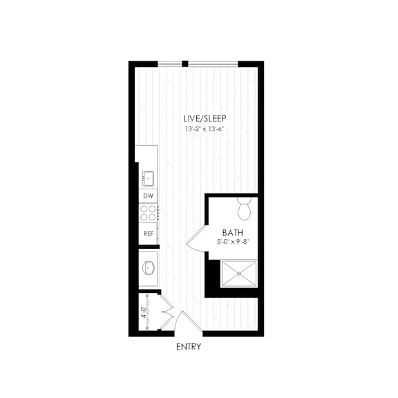 Floor Plan  Studio 1 bath G at RiDE at RiNo Apartments, Colorado, 80216