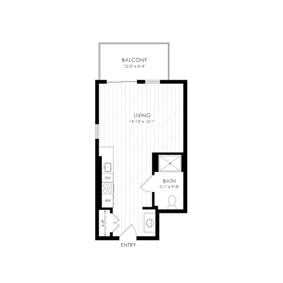 Floor Plan  Studio 1 bath L at RiDE at RiNo Apartments, Colorado, 80216