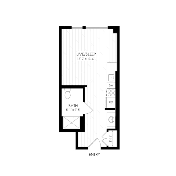 Floor Plan  Studio 1 bath J at RiDE at RiNo Apartments, Denver