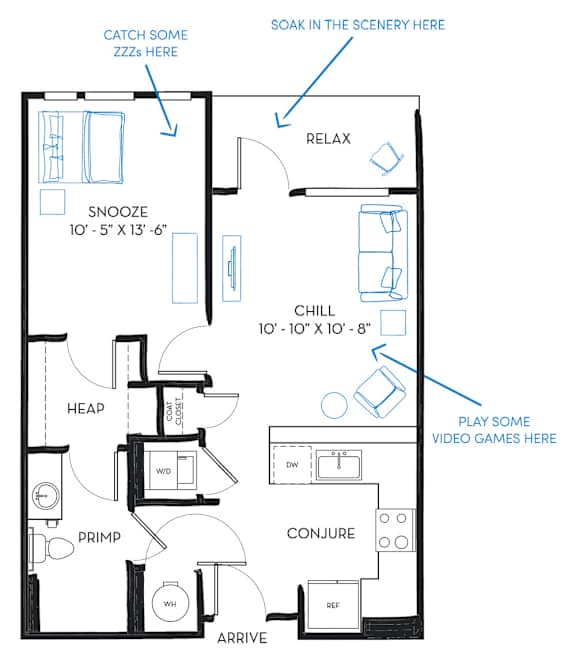 1 bed 1 bath A3B Floor Plan at Regatta Sloans Lake, Denver, 80204