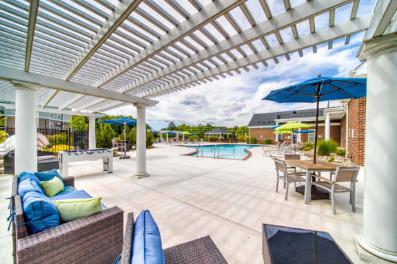 our apartments offer a clubhouse with a pool at Meridian Obici, Suffolk Virginia
