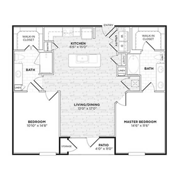 Floor Plan  B1B Floorplan at Agave, San Antonio, TX, 78205