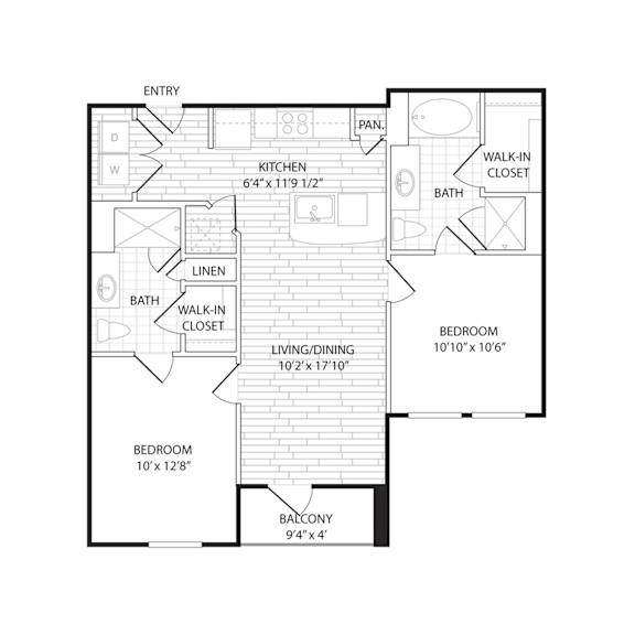 B2 Floorplan at Agave, San Antonio, Texas