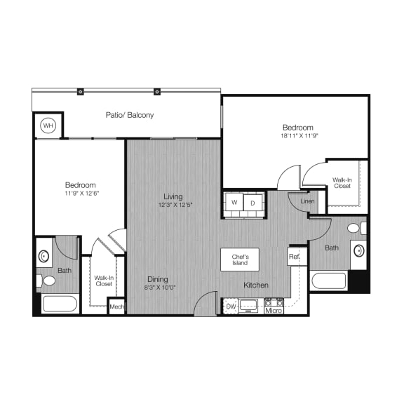 a floor plan of a bedroom apartment at West 130, West Hempstead, NY 11552