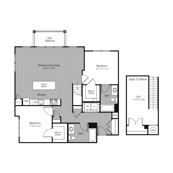 Floor Plan  bedroom floor plan | the madison at ballston station at West 130, New York