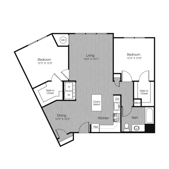 Floor Plan  2 bed 2 bath C at West 130, West Hempstead, New York
