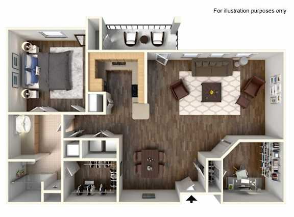 A5 Floor Plan at The Laurel at Vintage Park 55+ Apartments, Tomball, TX, 77377