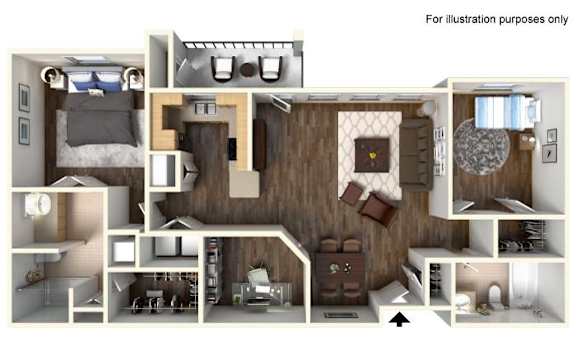 B2 Floor Plan at The Laurel at Vintage Park 55+ Apartments, Tomball, TX