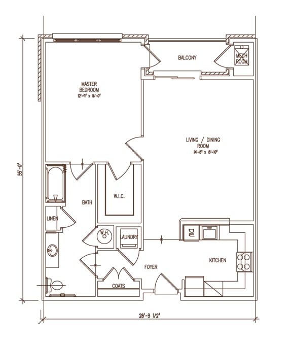 the second floor plan for a bedroom apartment with a mix of diy and craftsman styling  at The Lena, New Jersey, 08869