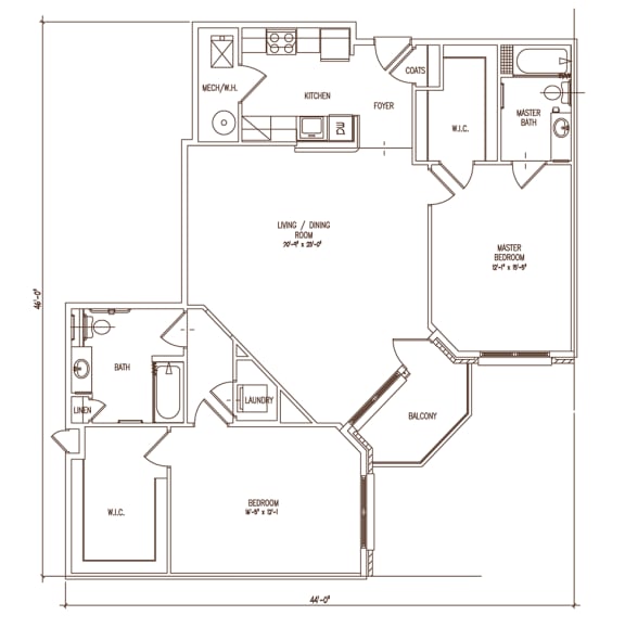the floor plan for a bedroom apartment with a mix of bedrooms  at The Lena, Raritan, NJ