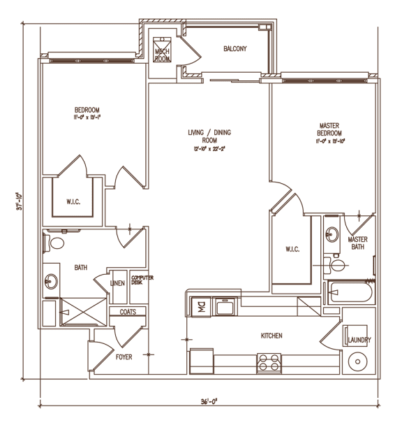 Floor Plan  the floor plan for a bedroom apartment with a mix of bedrooms  at The Lena, New Jersey