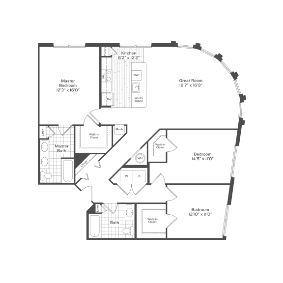 Floor Plan  Mariner 3 Floor Plan at Harbor Pointe, Bayonne, New Jersey