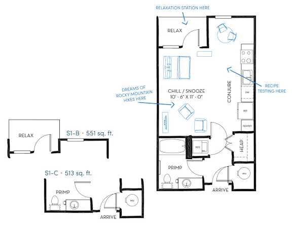 Studio 1 bath S1 Floor Plan at Regatta Sloans Lake, Denver, CO