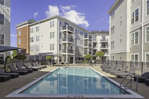 the swimming pool at the preserve apartments at West 130, West Hempstead, NY