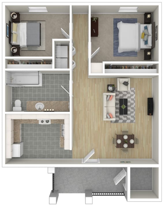 a floor plan of a two bedroom apartment at the flats at big tex apartments in san an