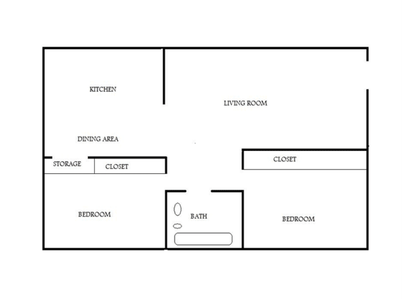 2 bedroom 1 bathroom floor plan