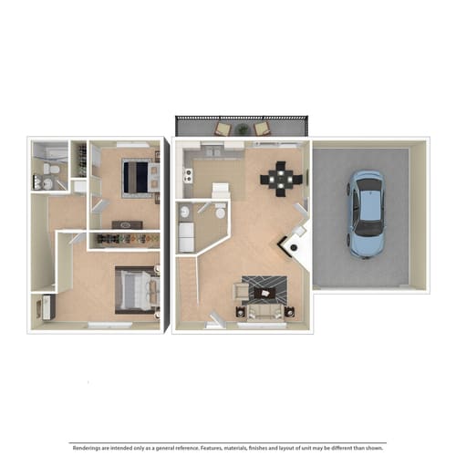 the bungalow floor plan with 2 bedrooms