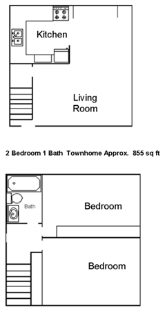  Floor Plan 2 Bed  1 Bath